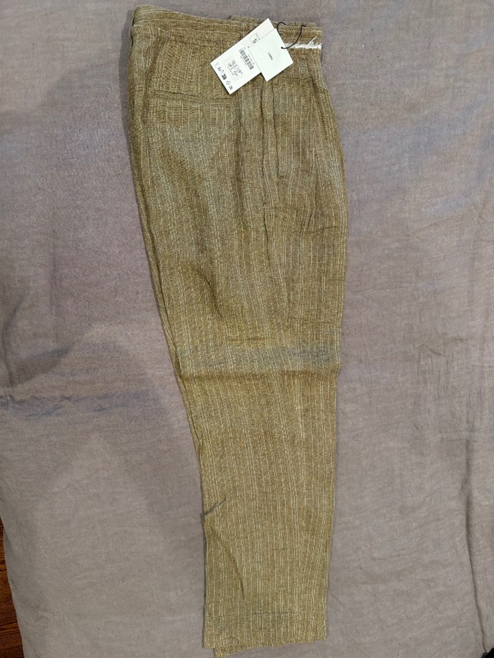 Zara Linen Blend Striped Trousers Size Small NWT